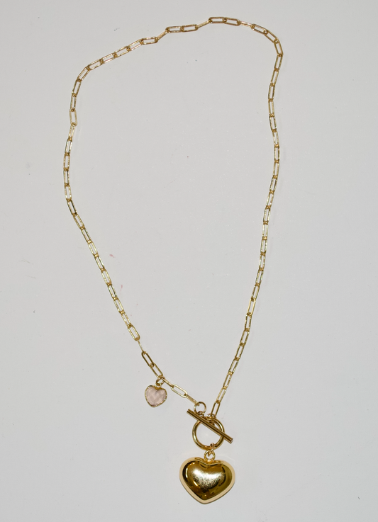 Double heart paper clip necklace